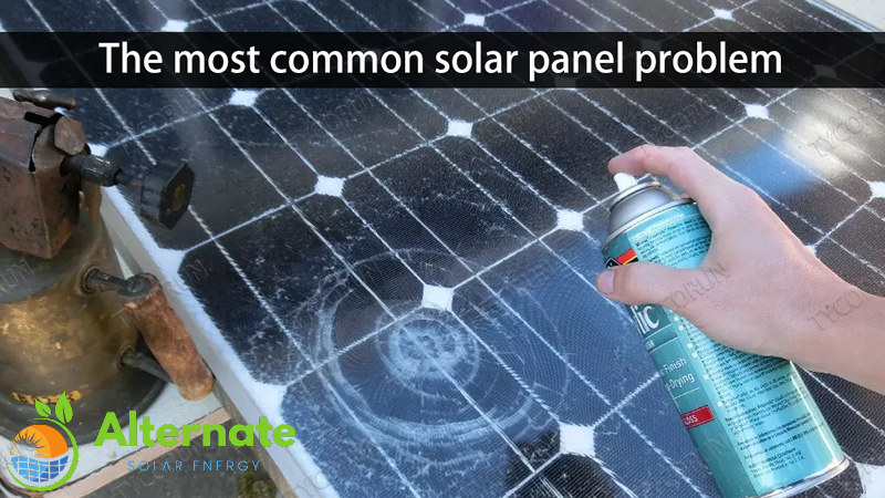 Damaged Solar Panel Maintenance with Spray